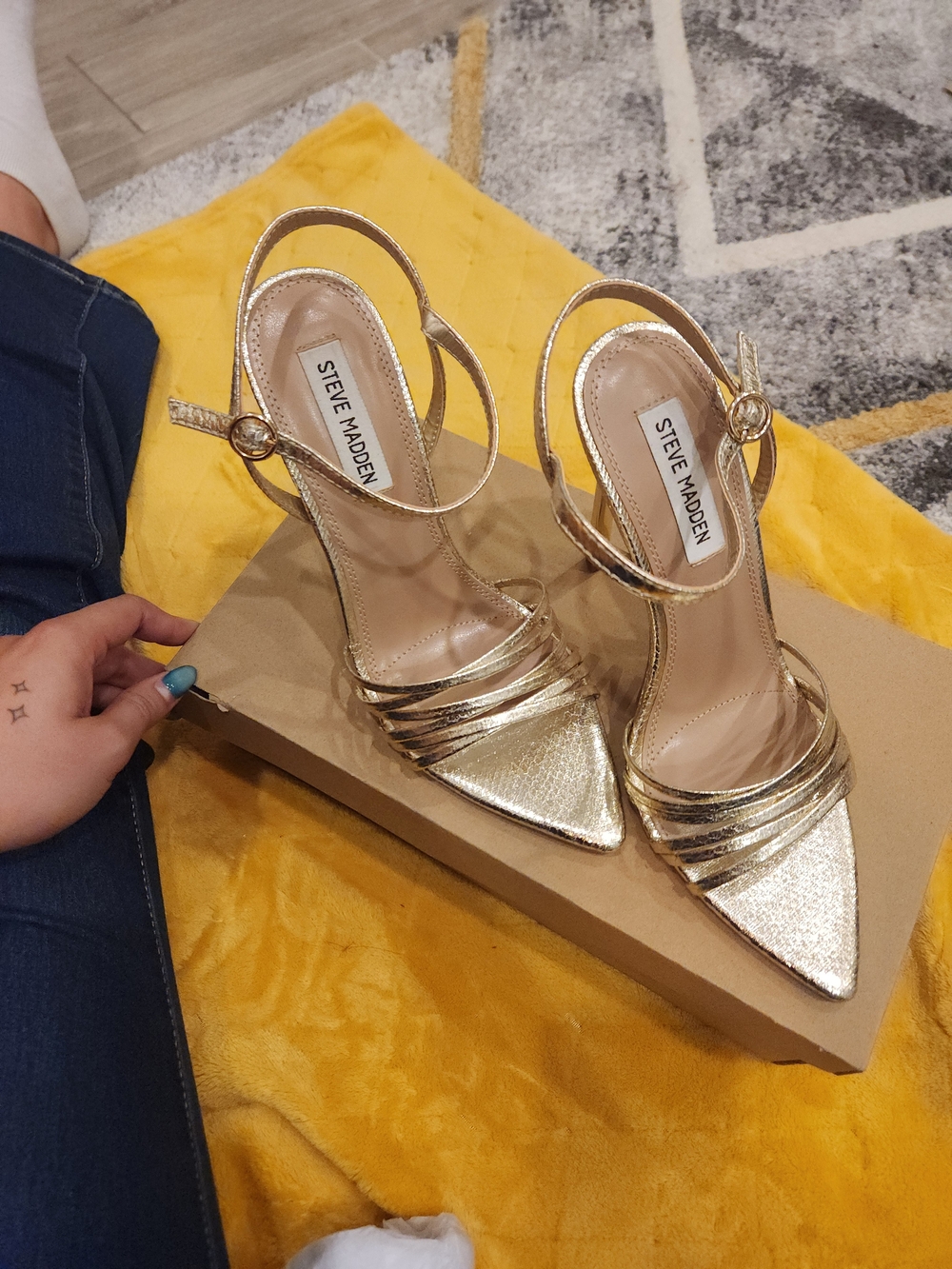 Steve Madden Metallic Gold Strappy High Heel Sandals